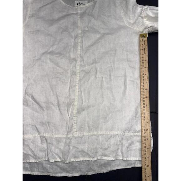 Andrea Jovine Quiet Luxury Minimalist Basic Organic 100% Linen White Blouse Top - Picture 6 of 15